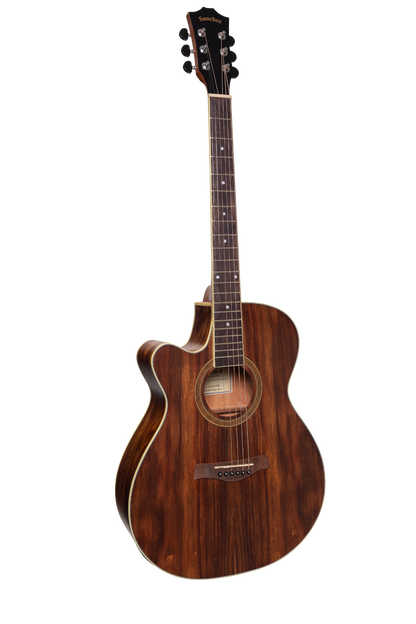 Sanchez Left Handed Acoustic-Electric Small Body Cutaway Guitar Pack with Gig Bag, Picks, and Strap - Model SP-F4L-RWD — view 2