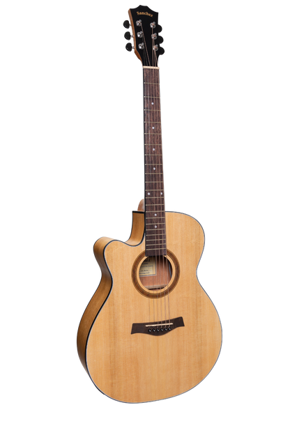 Sanchez Left Handed Acoustic-Electric Small Body Cutaway Guitar Pack - Spruce/Acacia — view 2