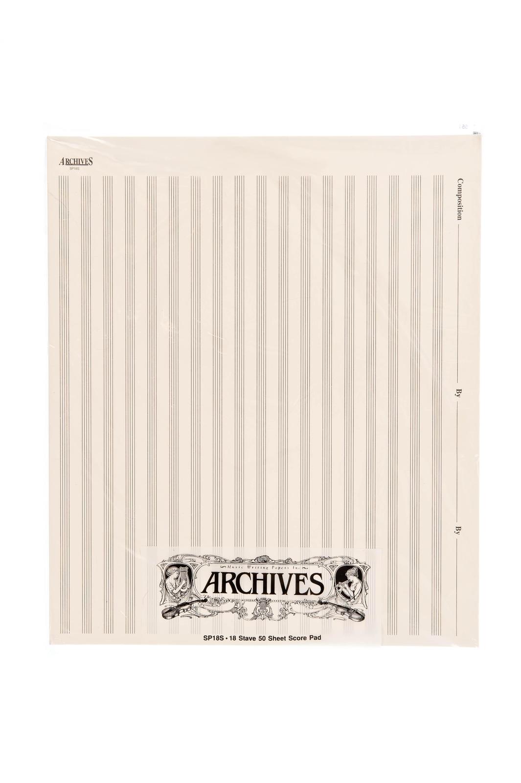 Archives Manuscript Score Pads, 18 Stave, 50 Sheets