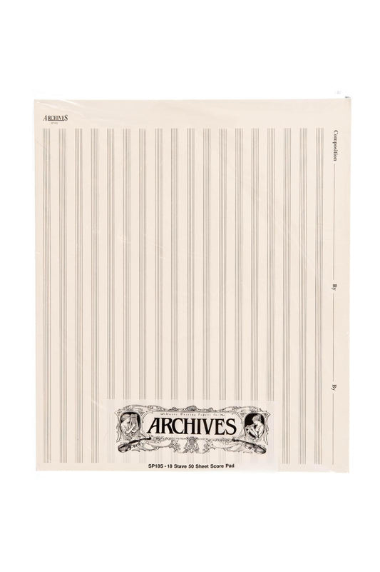 Archives Manuscript Score Pads, 18 Stave, 50 Sheets