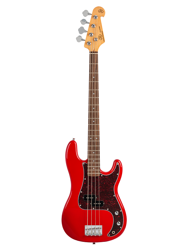 SX Vintage Style Bass Guitar Black with Gig Bag — view 4