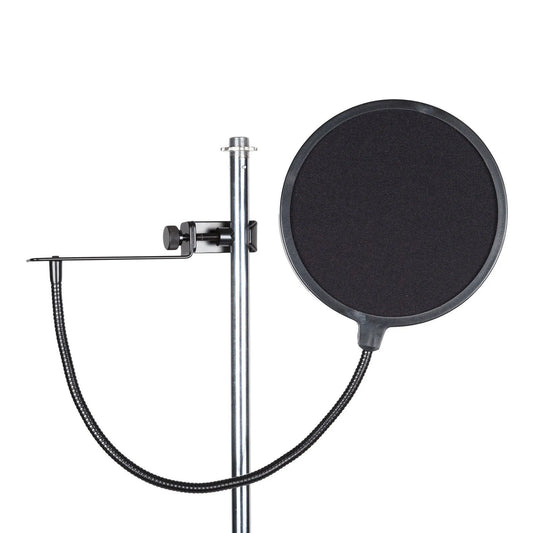 SoundArt SPF-P1EC-BLK Nylon Fabric Pop Filter with Extension Clamp, 6" Diameter
