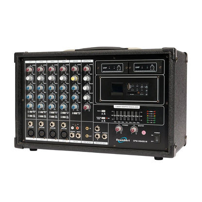 SoundArt 6 Channel 400W Dual Wireless Powered Mixer PA System with MP3 Player, Microphones, Effects, EQ, Remote Control, Transport Cover — view 2