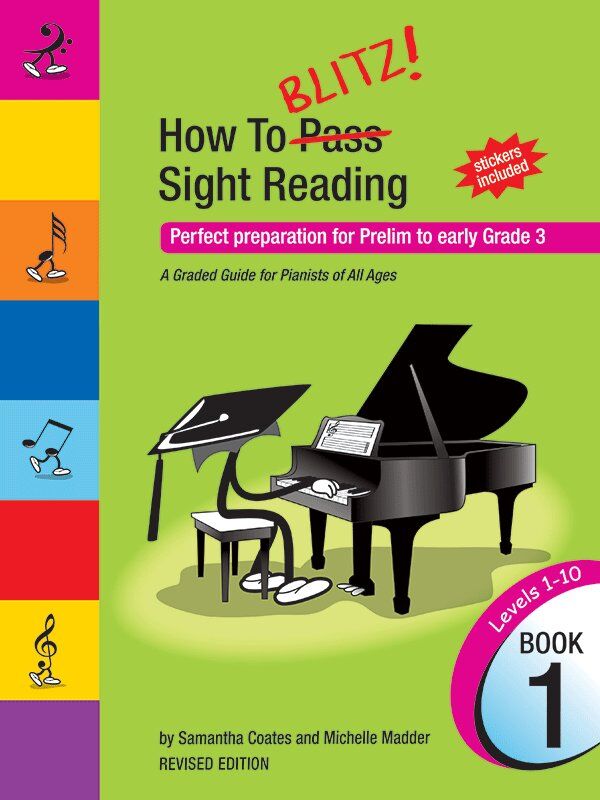 How to Blitz Sight Reading Book 1 (Pre-Gr3) for Piano - 96 Pages - Interactive Learning with Stickers and Self-Rating System