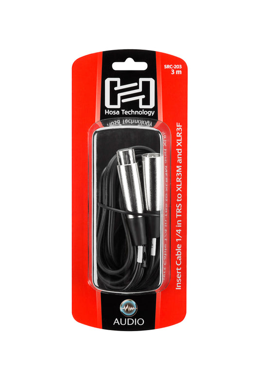 Hosa Insert Cable, 1/4 in TRS to XLR3M and XLR3F, 3 m