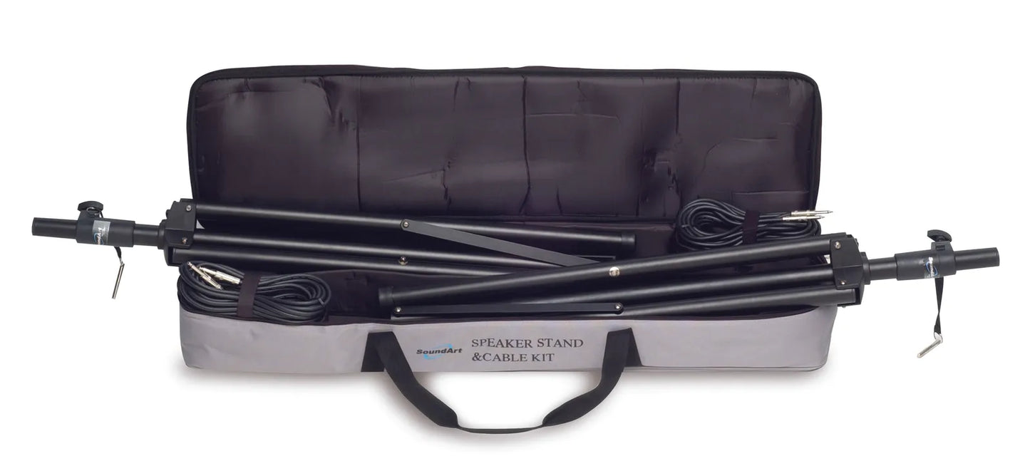 SoundArt Speaker Stand and Cable Kit with Gig Bag - Includes 2 Low Noise 25ft Cables and 16mm Speaker Stands — view 2