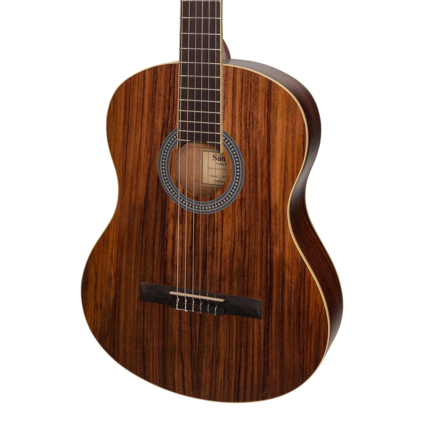 Sanchez SS-C39-RWD Full-Size Student Classical Guitar with Gig Bag, Natural Rosewood Finish, 6 Nylon Strings, Right-Handed — view 3