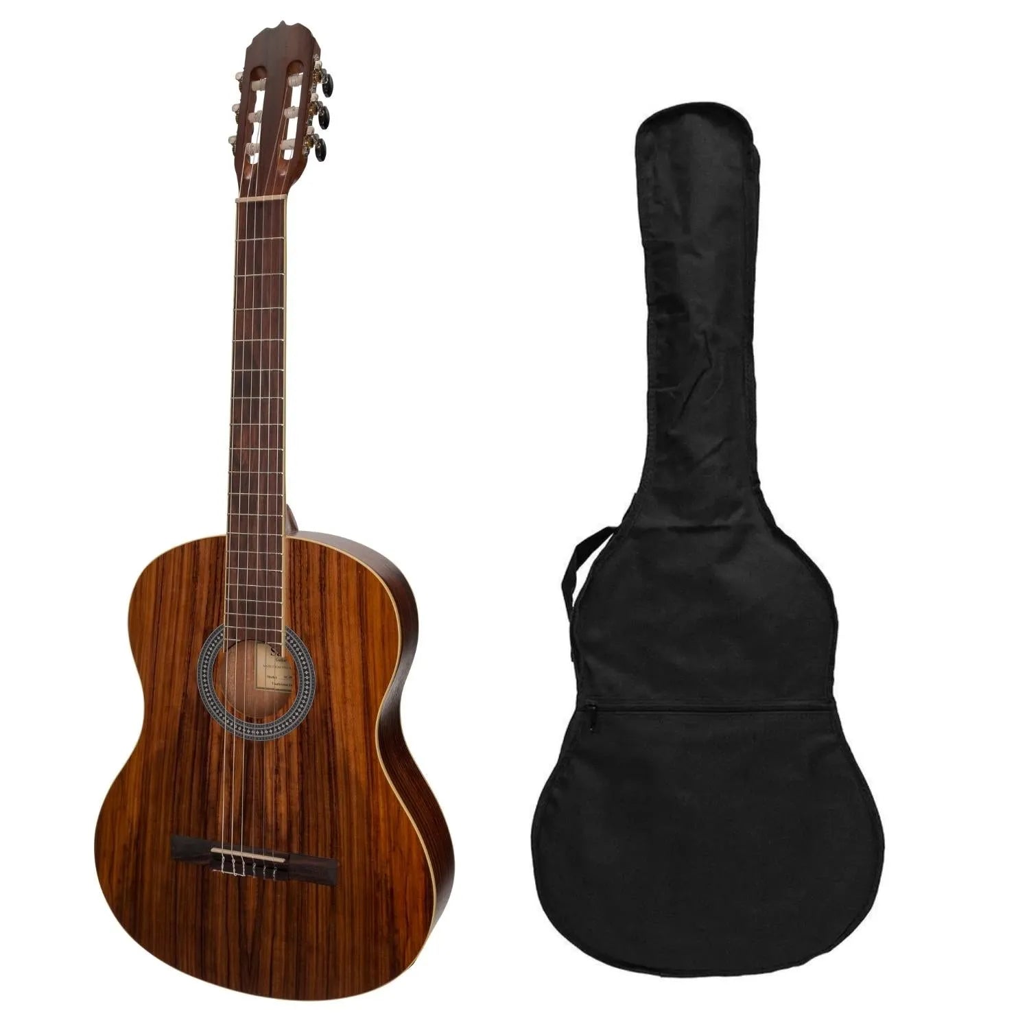 Sanchez Full Size Student Acoustic-Electric Classical Guitar with Pickup and Gig Bag - Natural Rosewood