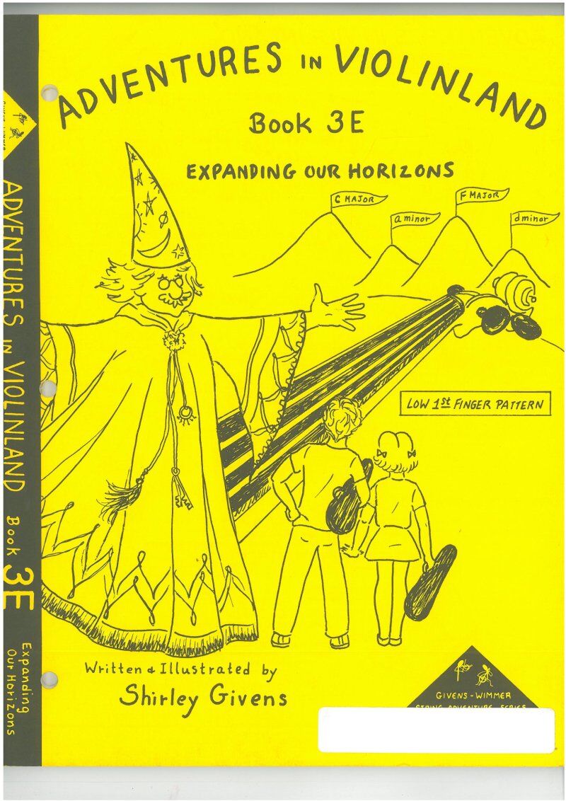 Adventures in Violinland Book 3E by Shirley Givens, M&M, 88 pages, Violin, High C Major, High A minor, F Major, D minor