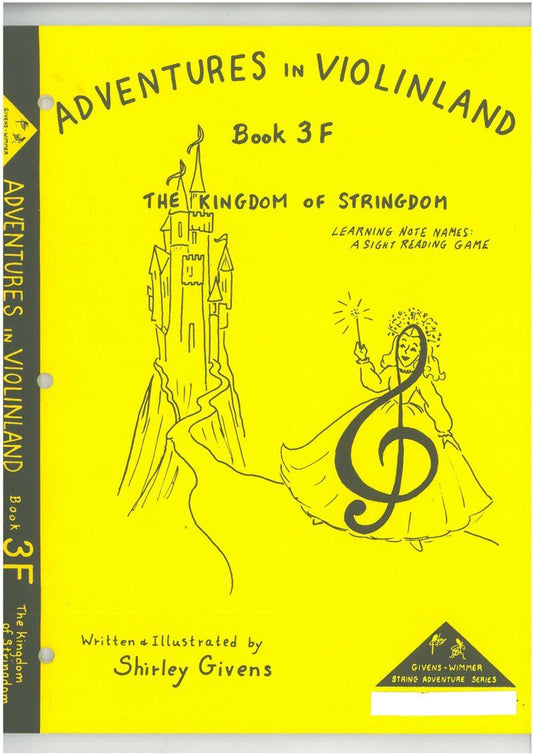 Adventures in Violinland Book 3F by Shirley Givens, M&M Publishing, 86 pages, Violin, promotes sight reading and music theory.