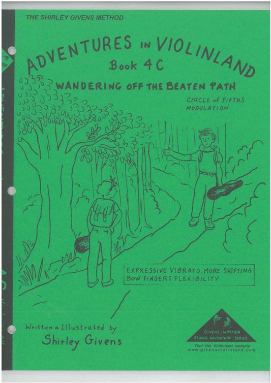 Adventures in Violinland Book 4C by Shirley Givens, 88 Pages, Includes 9 Duets & 9 Piano Accompaniments, M&M Publisher