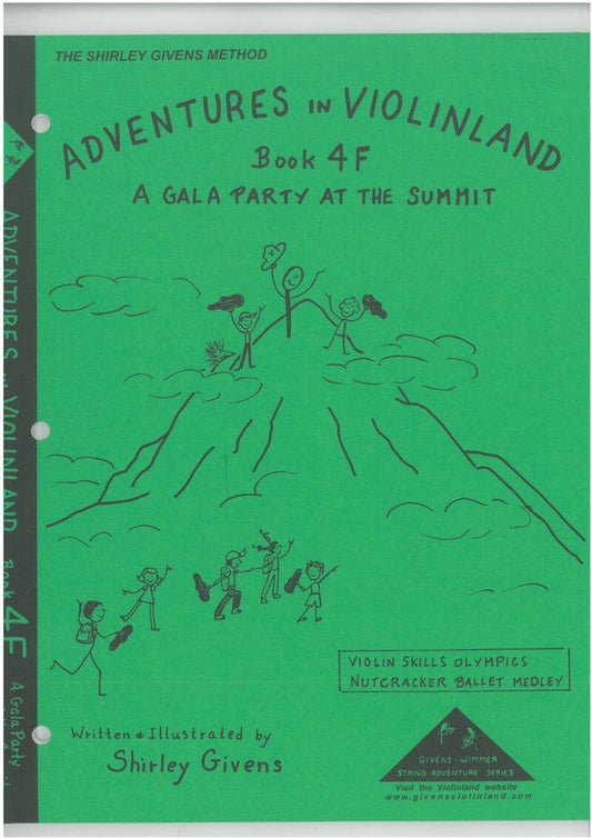 Adventures in Violinland Book 4F by Shirley Givens - Violin, 88 Pages, M&M Publishing, Includes 4 Duets & 16 Piano Accompaniments
