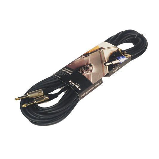 SoundArt SSC-42 Black 10m PA Speaker Cable with Jack to Jack Connectors, 7mm Diameter