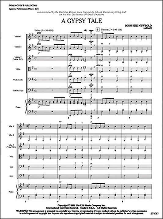 A Gypsy Tale by Soon Hee Newbold for String Players, FJH Music Company, 1 Page
