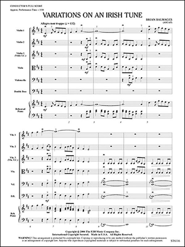 Variations on an Irish Tune by Brian Balmages, FJH Music Company, 1 Page