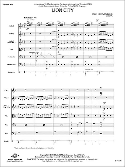 Lion City String Orchestra by Soon Hee Newbold, FJH Music Company, 1 Page