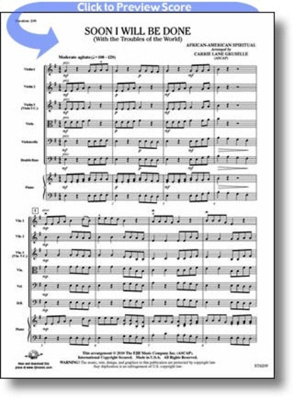 Soon I Will Be Done Arr Gruselle So Score/Parts