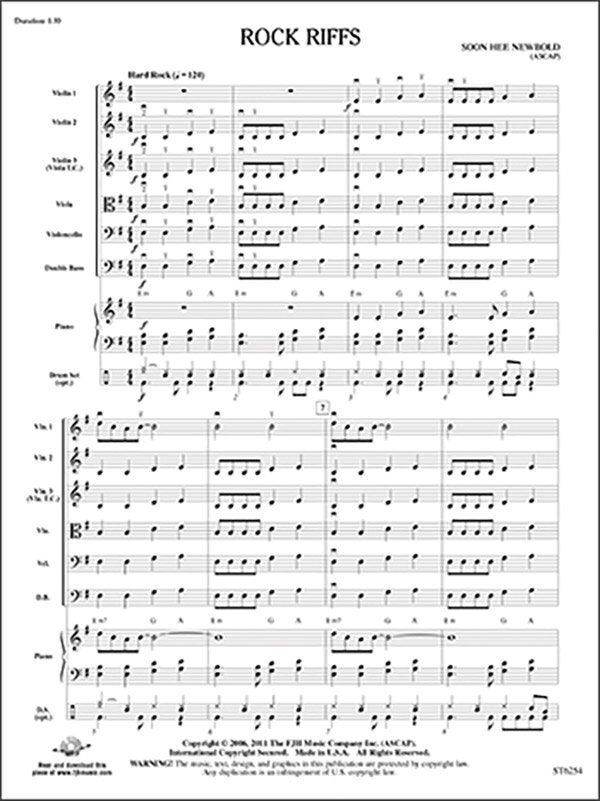 Rock Riffs for Strings by Soon Hee Newbold, FJH Music Company, 1 Page