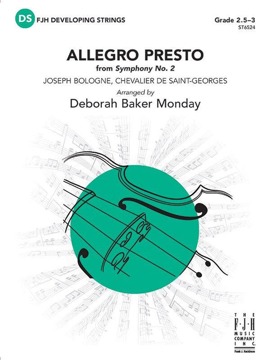 Allegro Presto from Symphony No. 2 by Chevalier de Saint-Georges for String Orchestra, Arranged by Deborah Baker Monday