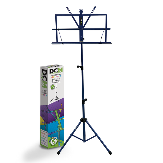 DCM BS01-BL Compact Music Stand Blue with Carry Bag, Adjustable Height 70-142 cm, Tripod Base, Foldable, Lightweight