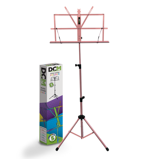 DCM BS01-PK Compact Pink Music Stand with Carry Bag, Adjustable Height 70-142 cm, Lightweight Tripod Base, Foldable Design