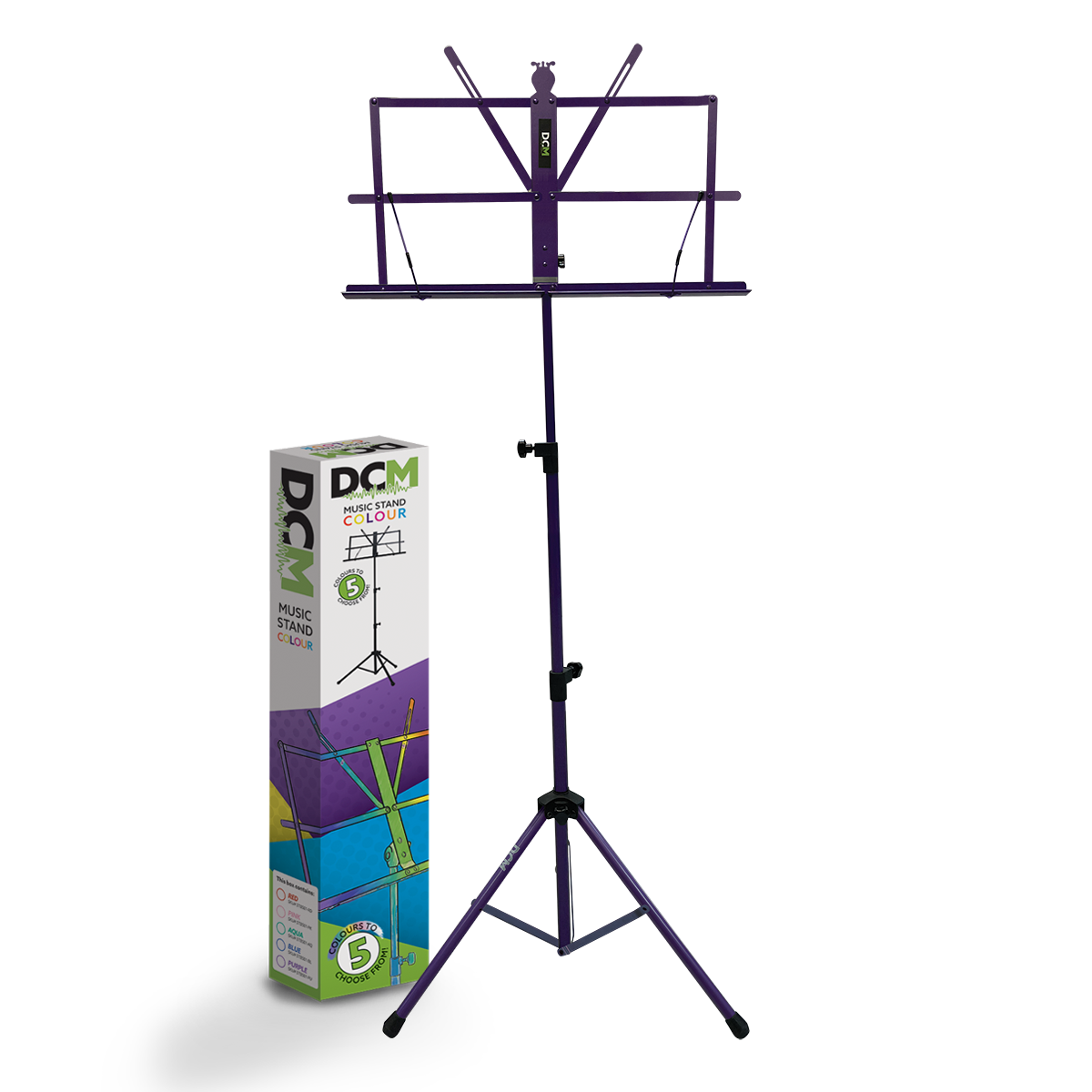 DCM BS01-PU Compact Lightweight Music Stand with Carry Bag - Height 70-142 cm, Tripod Base, Foldable, Includes Display Box