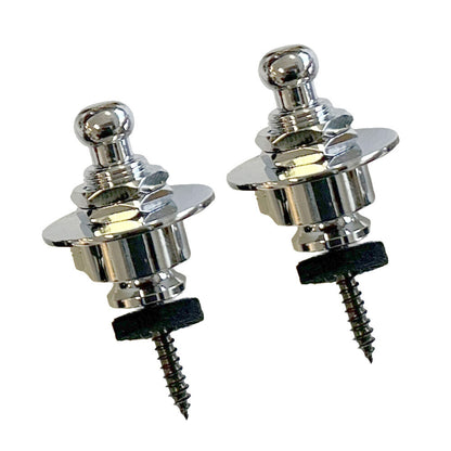 GT Schaller Style Chrome Strap Lock Set - 2 Locks with Screws