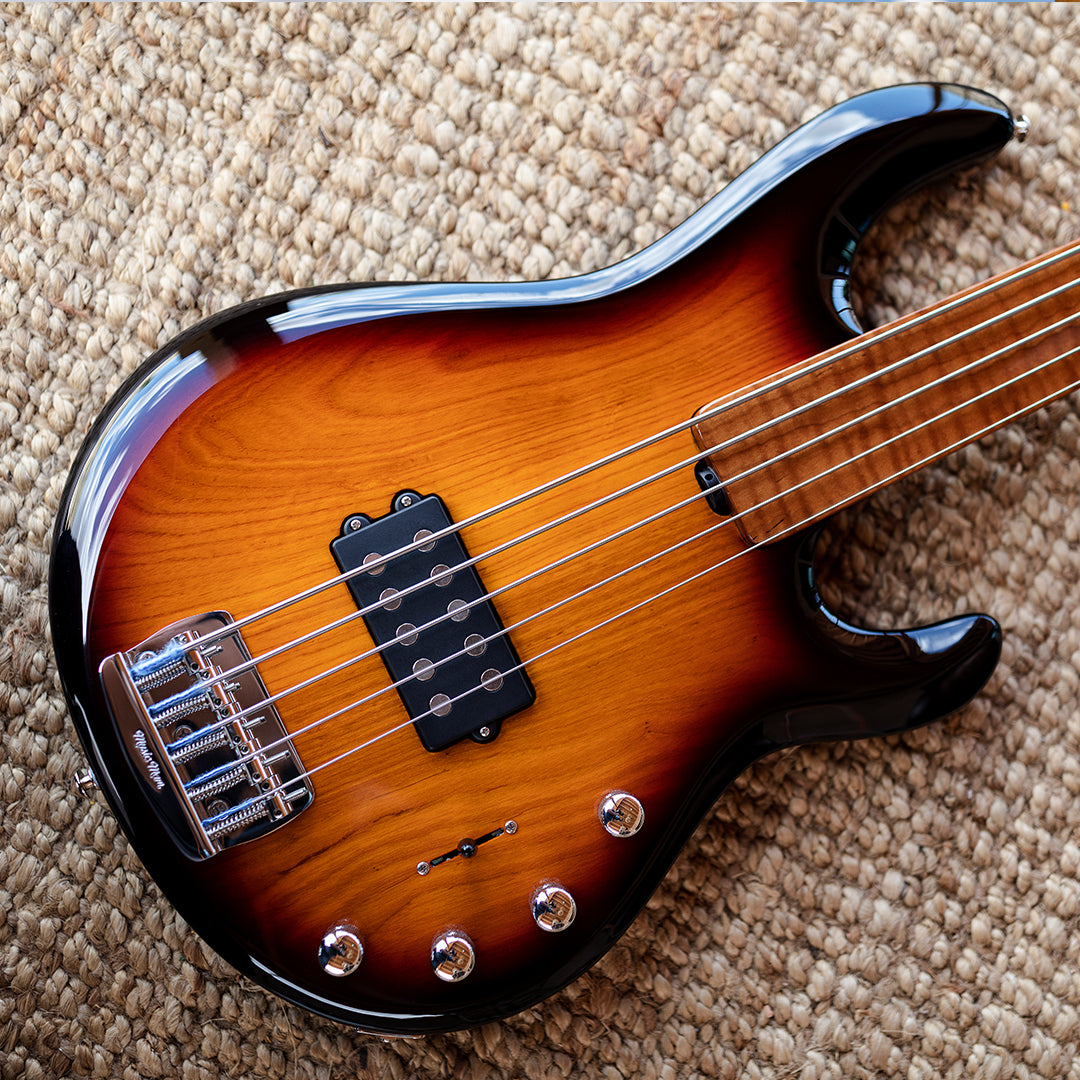 Ernie all Music Man StingRay 5 Special BFR Fretless 5 String Bass Vintage Sierra Burst — view 4
