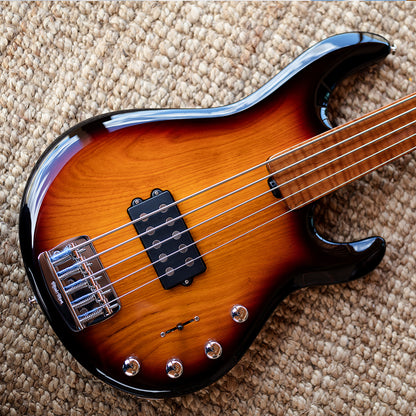 Ernie all Music Man StingRay 5 Special BFR Fretless 5 String Bass Vintage Sierra Burst — view 4