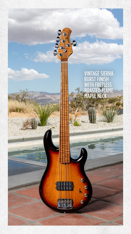 Ernie all Music Man StingRay 5 Special BFR Fretless 5 String Bass Vintage Sierra Burst