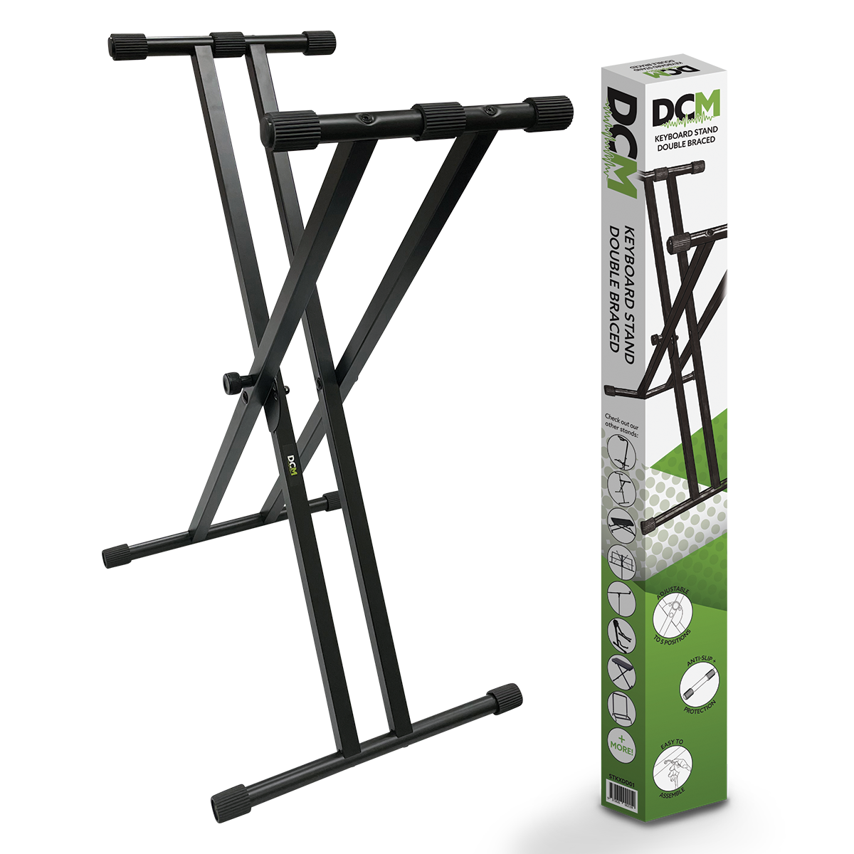 DCM KXDD01 Double Braced Keyboard Stand with Rubber Ends