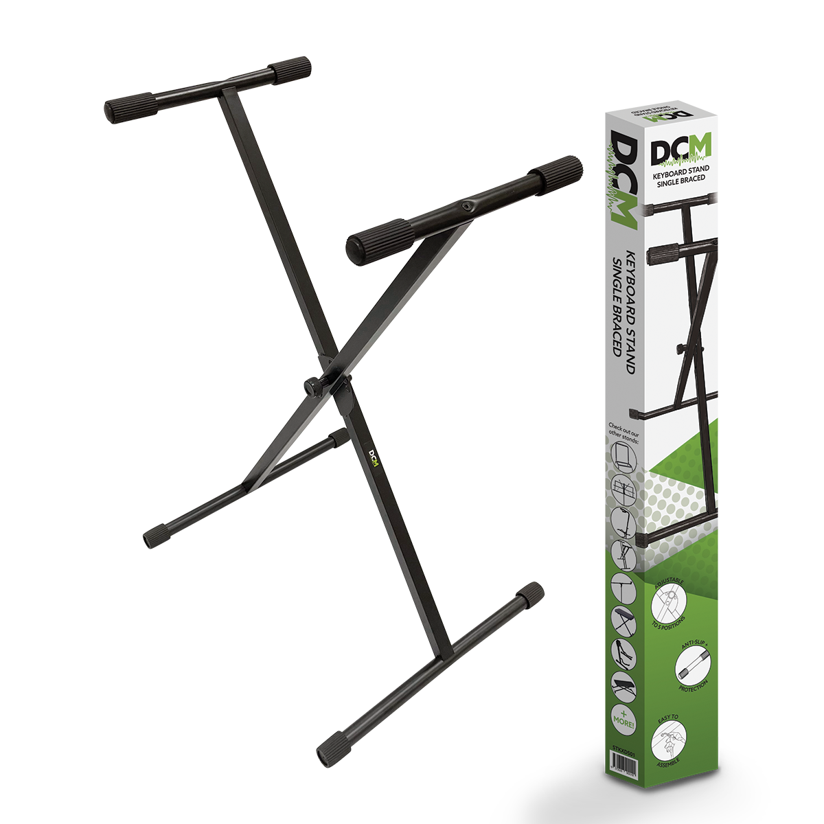 DCM KXDS01 Single Braced Keyboard Stand with Lever Position Adjustment and Rubber Ends
