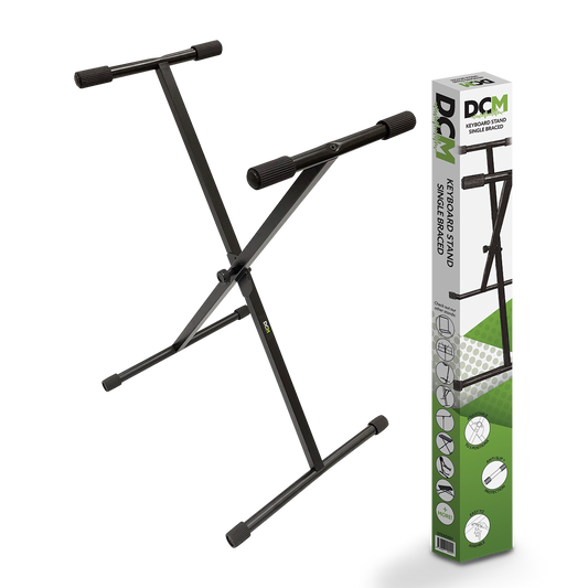 DCM KXDS01 Single Braced Keyboard Stand with Lever Position Adjustment and Rubber Ends