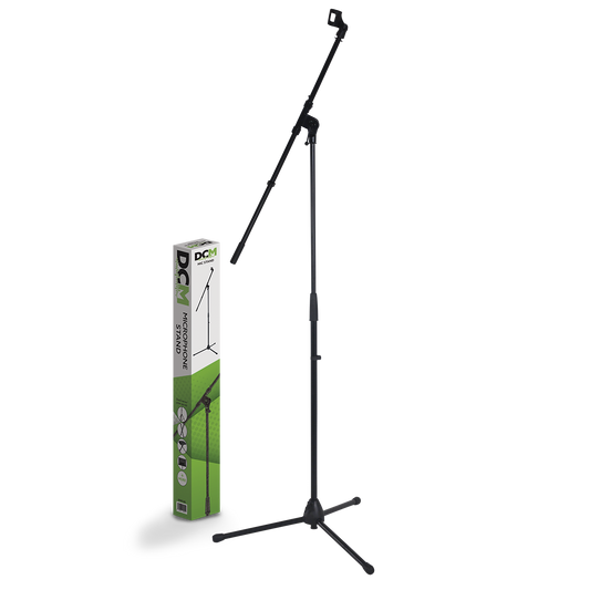 DCM MTL05 Adjustable Microphone Boom Stand Black with Clip, Height 94-163 cm, Tripod Base, Aluminium Boom Join