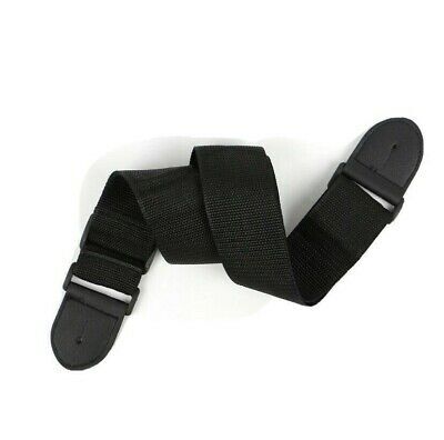 Nylon Adjustable Guitar Strap w' Leather Ends Black