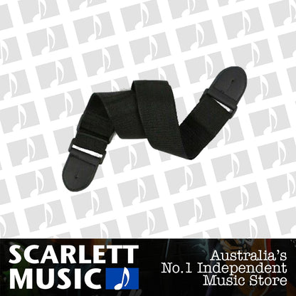Nylon Adjustable Guitar Strap w' Leather Ends Black — view 2