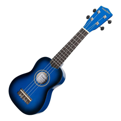 Sanchez Colourburst Series Soprano Ukulele Dark Blueburst with Gig Bag — view 3