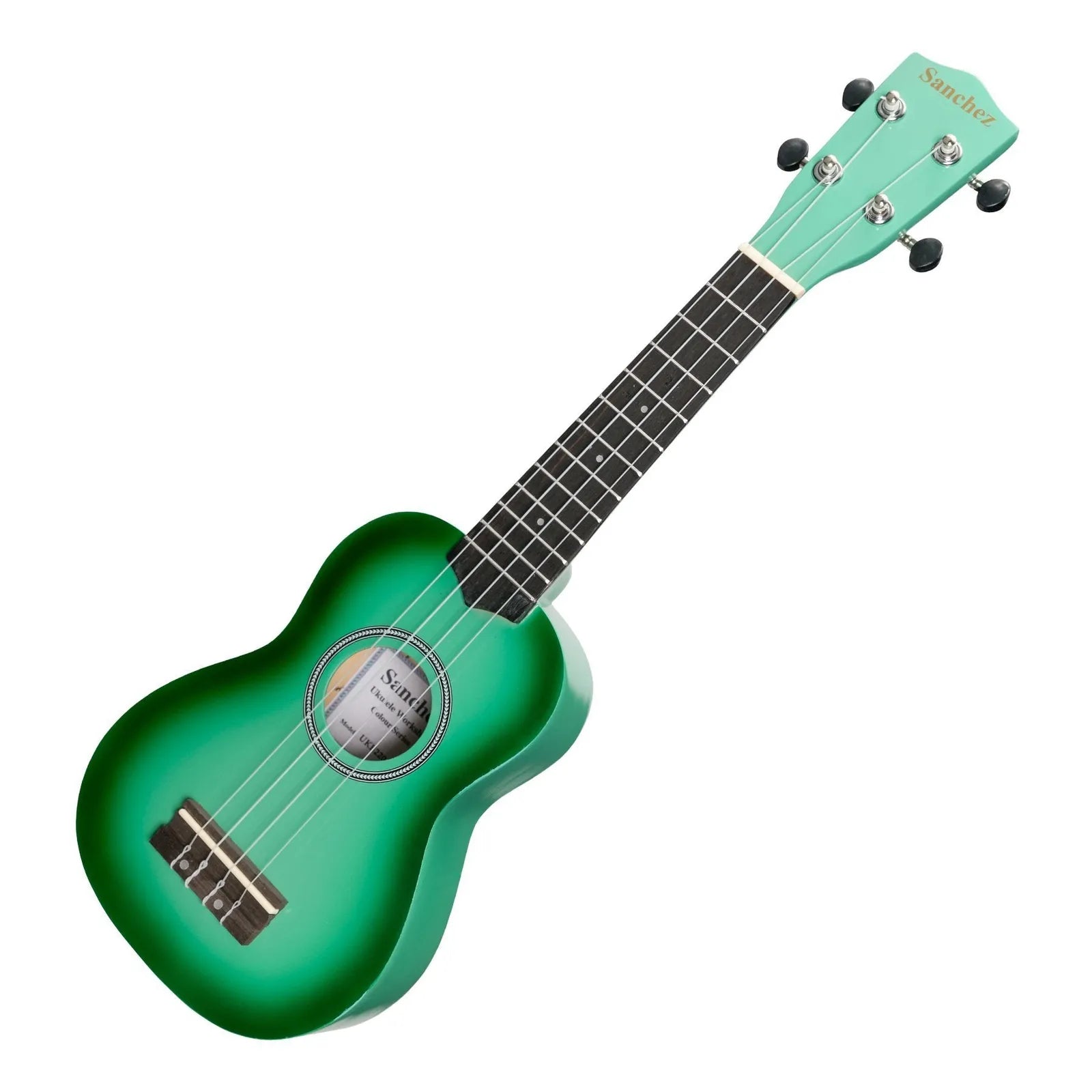 Sanchez Colourburst Series Soprano Ukulele - Greenburst with Gig Bag — view 3