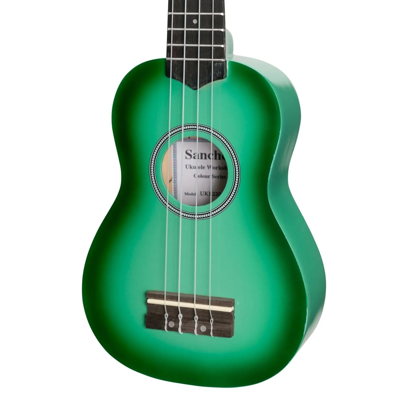 Sanchez Colourburst Series Soprano Ukulele - Greenburst with Gig Bag — view 4