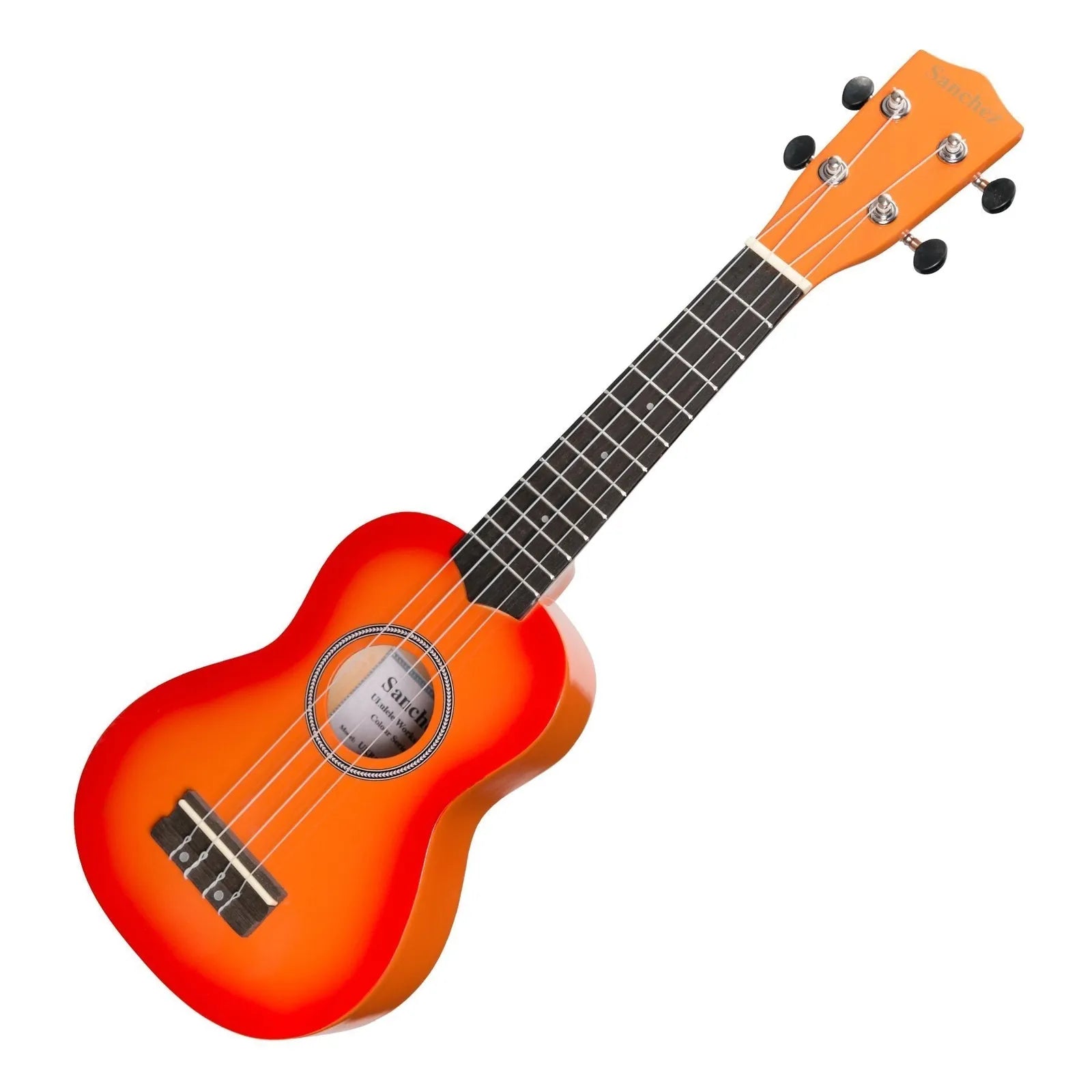 Sanchez Colourburst Series Soprano Ukulele - Orangeburst with Gig Bag — view 3