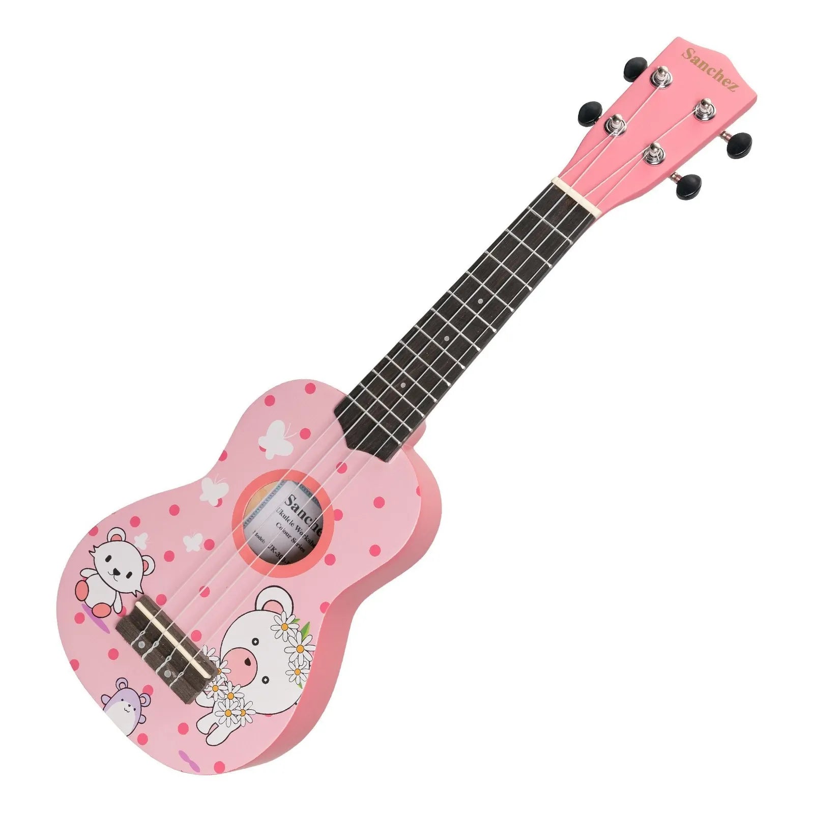 Sanchez Friendly Folk Soprano Ukulele Pink/Teddy with Gig Bag — view 3