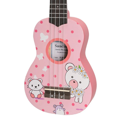 Sanchez Friendly Folk Soprano Ukulele Pink/Teddy with Gig Bag — view 4