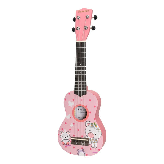 Sanchez Friendly Folk Soprano Ukulele Pink/Teddy with Gig Bag
