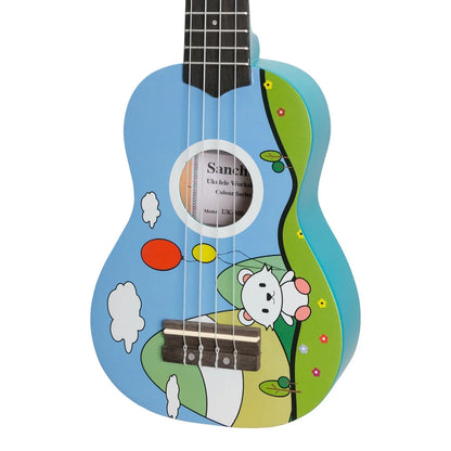Sanchez Friendly Folk Soprano Ukulele Blue with Balloon Bear Design and Gig Bag — view 4