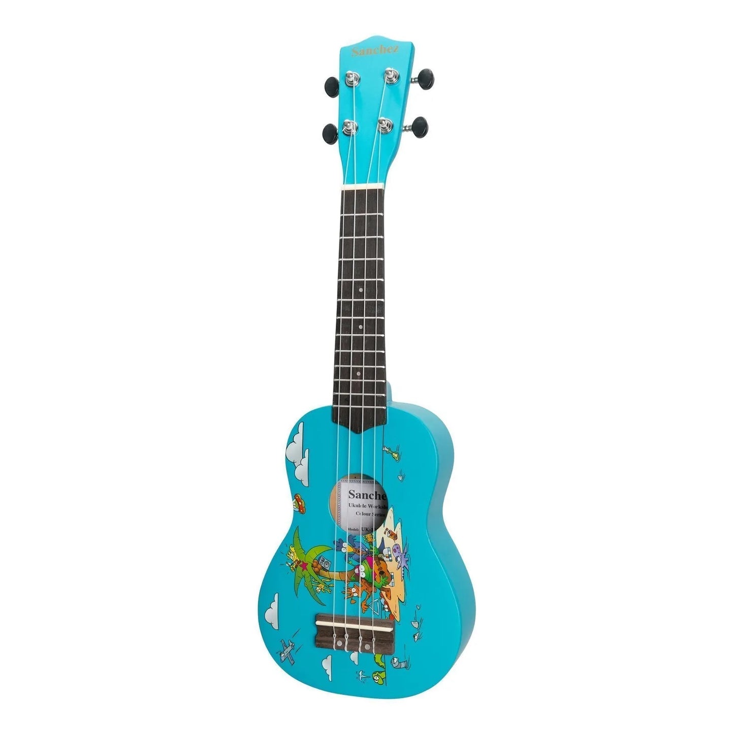 Sanchez Friendly Folk Soprano Ukulele with Gig Bag - Blue Island Party
