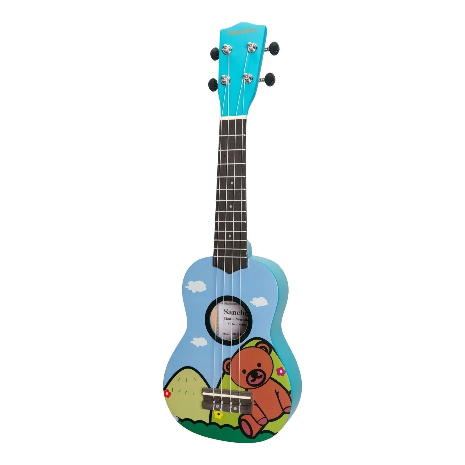 Sanchez Friendly Folk Soprano Ukulele - Blue/Bear with Gig Bag