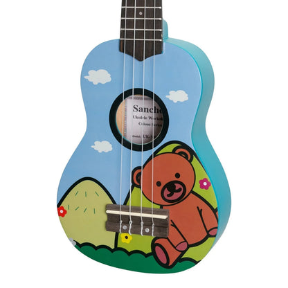 Sanchez Friendly Folk Soprano Ukulele - Blue/Bear with Gig Bag — view 4