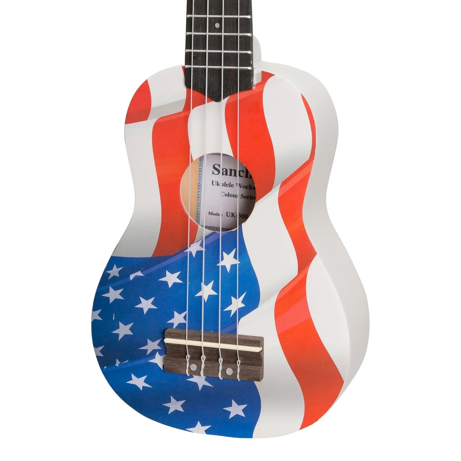 Sanchez Friendly Folk Soprano Ukulele White USA Flag with Gig Bag — view 4
