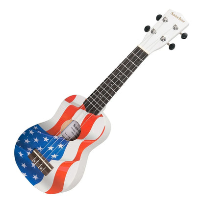 Sanchez Friendly Folk Soprano Ukulele White USA Flag with Gig Bag — view 3