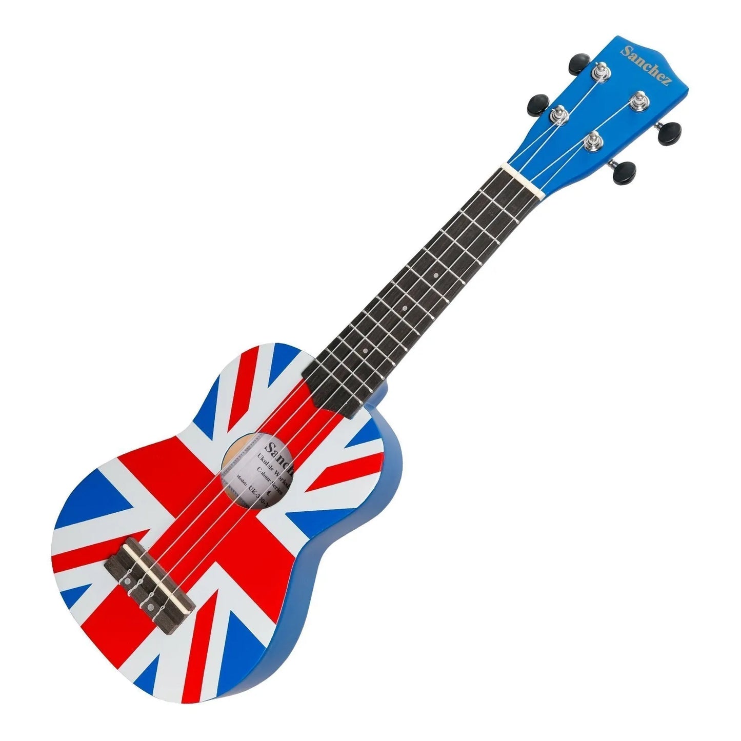 Sanchez Friendly Folk Soprano Ukulele Blue UK Flag with Gig Bag — view 3